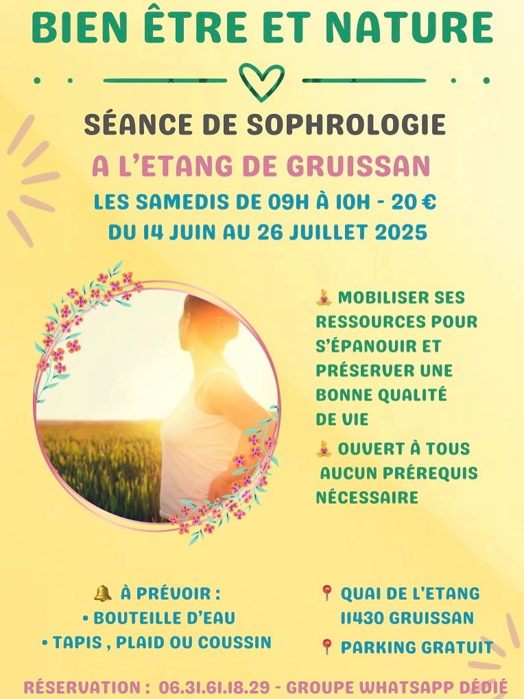 Sophrologie en plein air à l’étang de Gruissan – Samedis matin de juin 2025
