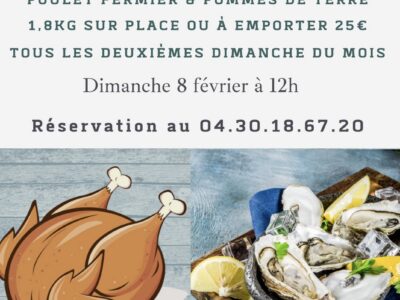 Poulet rôti/huîtres sur place ou à emporter à Capendu