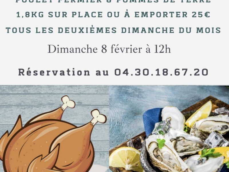 Poulet rôti/huîtres sur place ou à emporter à Capendu